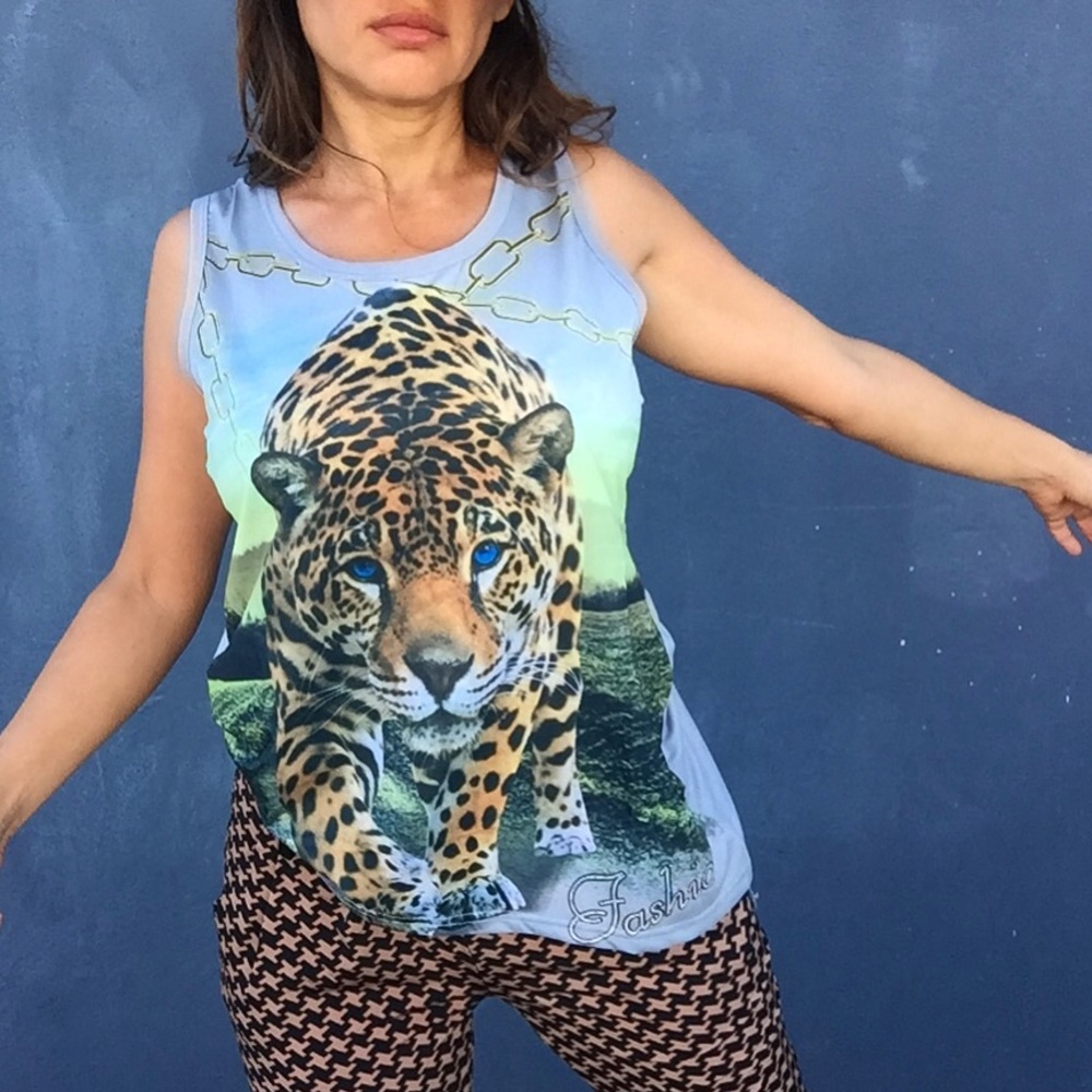 Nine’s leopard jaguar spirit top Nwt tank shirt